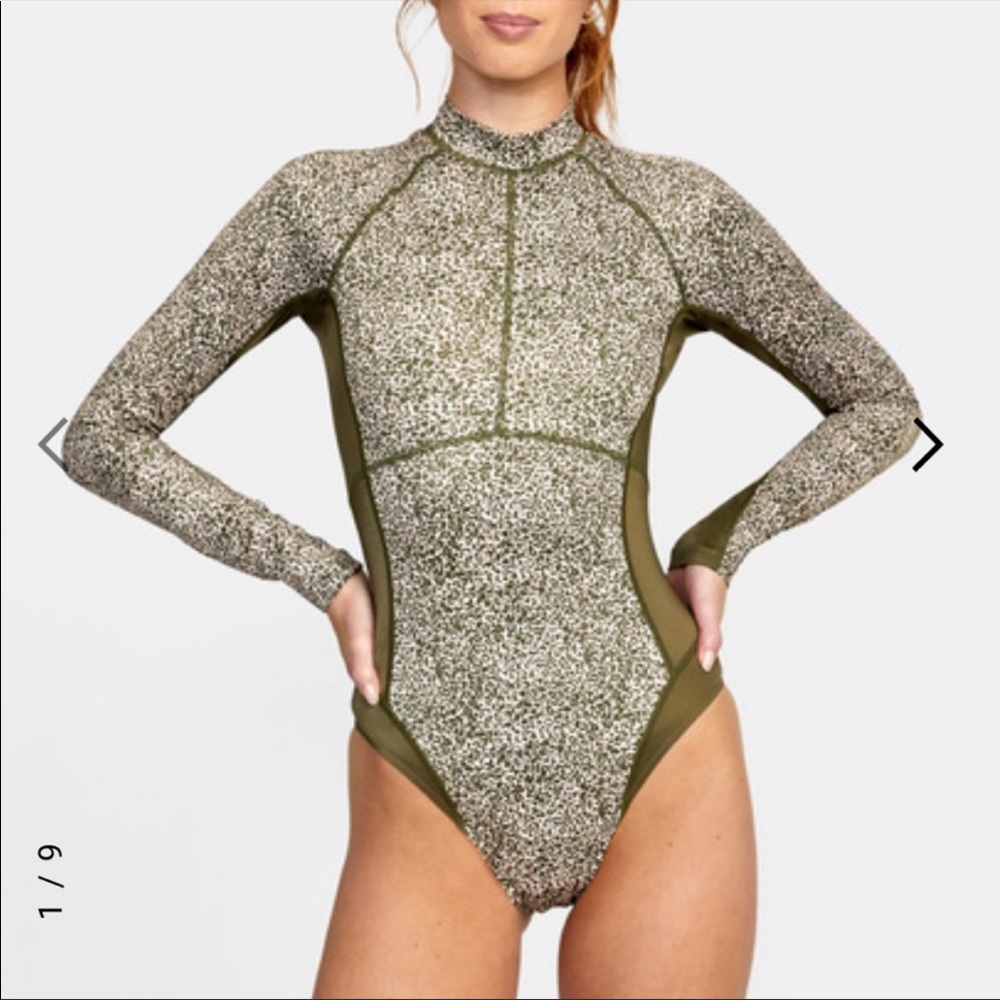 RVCA BLOCKED ONE PIECE LONG SLEEVE RASHGUARD S